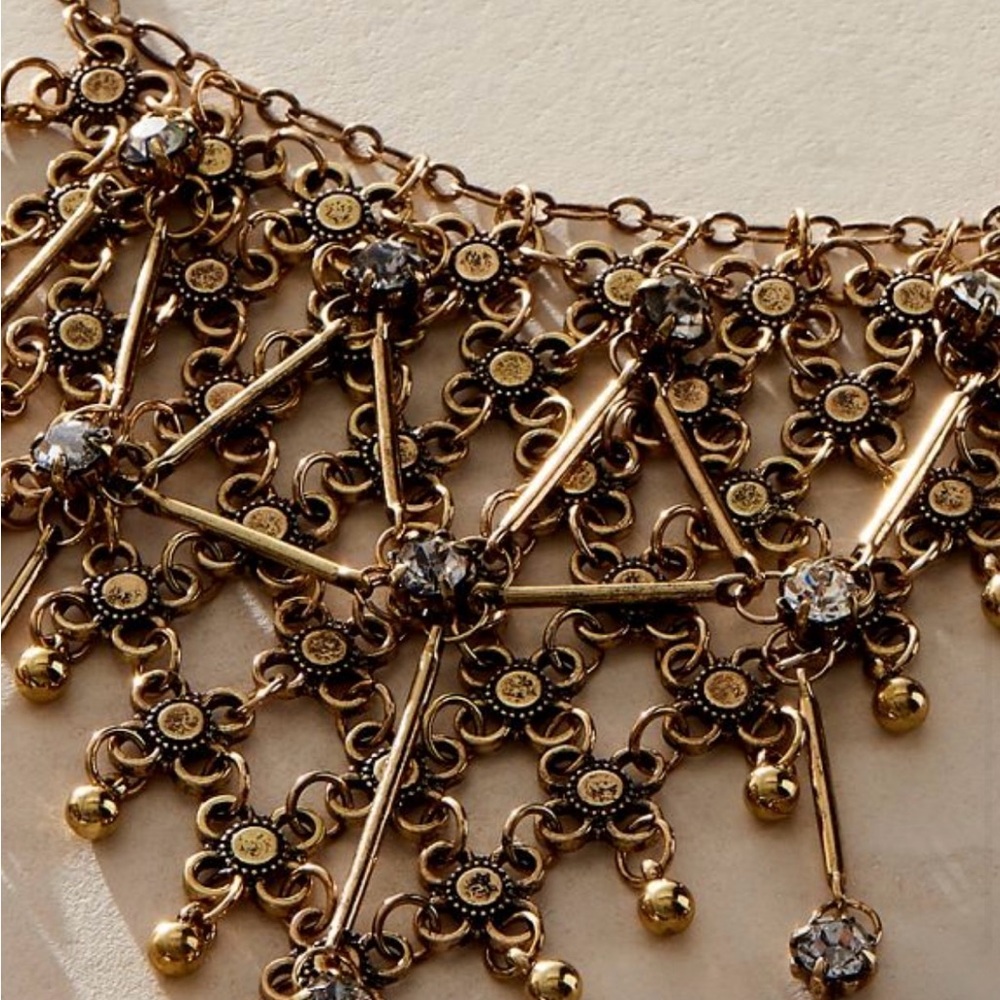 Free People For the Music Mesh necklace NWT Gold Color